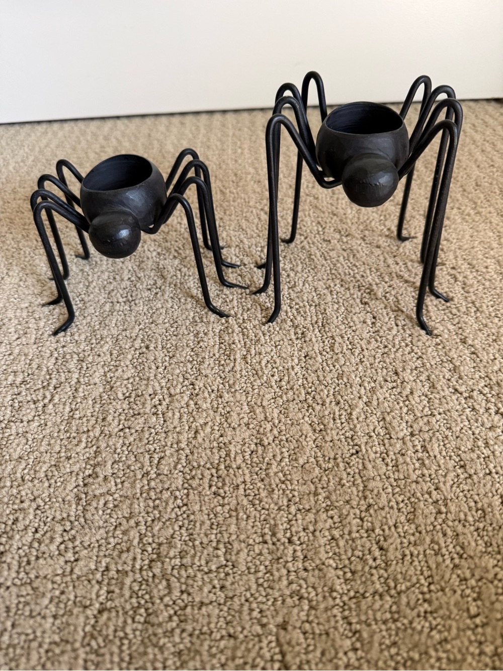 Pottery Barn Black Spider Tealight Holders Set of 2